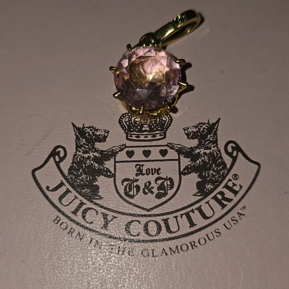 Juicy Couture Gold and Pink Gemstone Pendant Charm